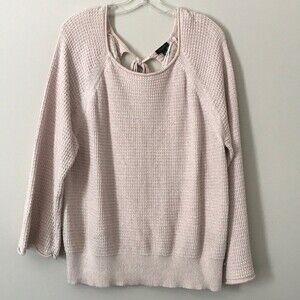 Ann Taylor Textured Knit Bow Back Sweater Pink Size M / L